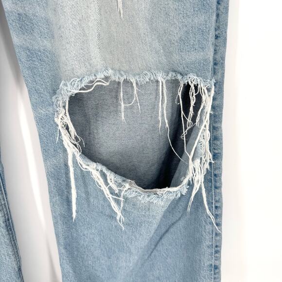 AE American Eagle Strigid Low Rise Baggy Wide Leg Distressed Light Wash Size 18S - Picture 7 of 16